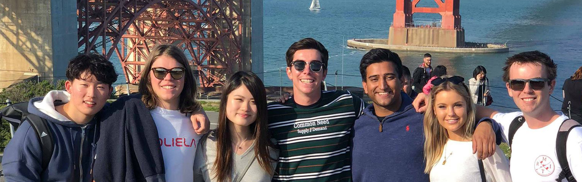 Group of students in front of the Golden Gate Bridge