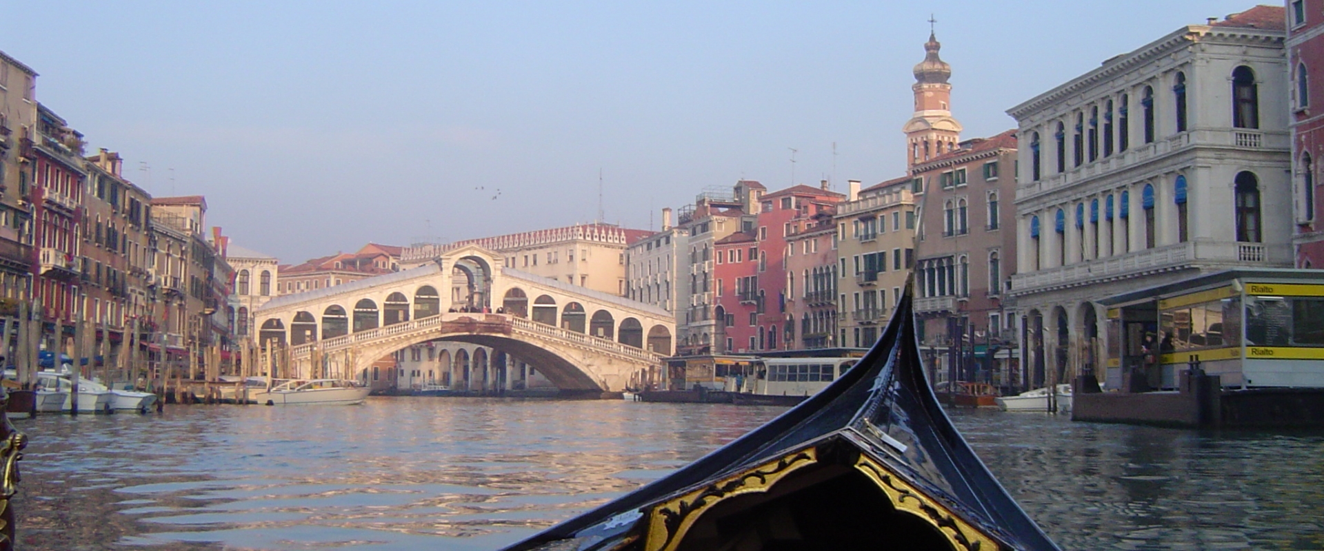 Venice: looking from a boat to bridge across a canal